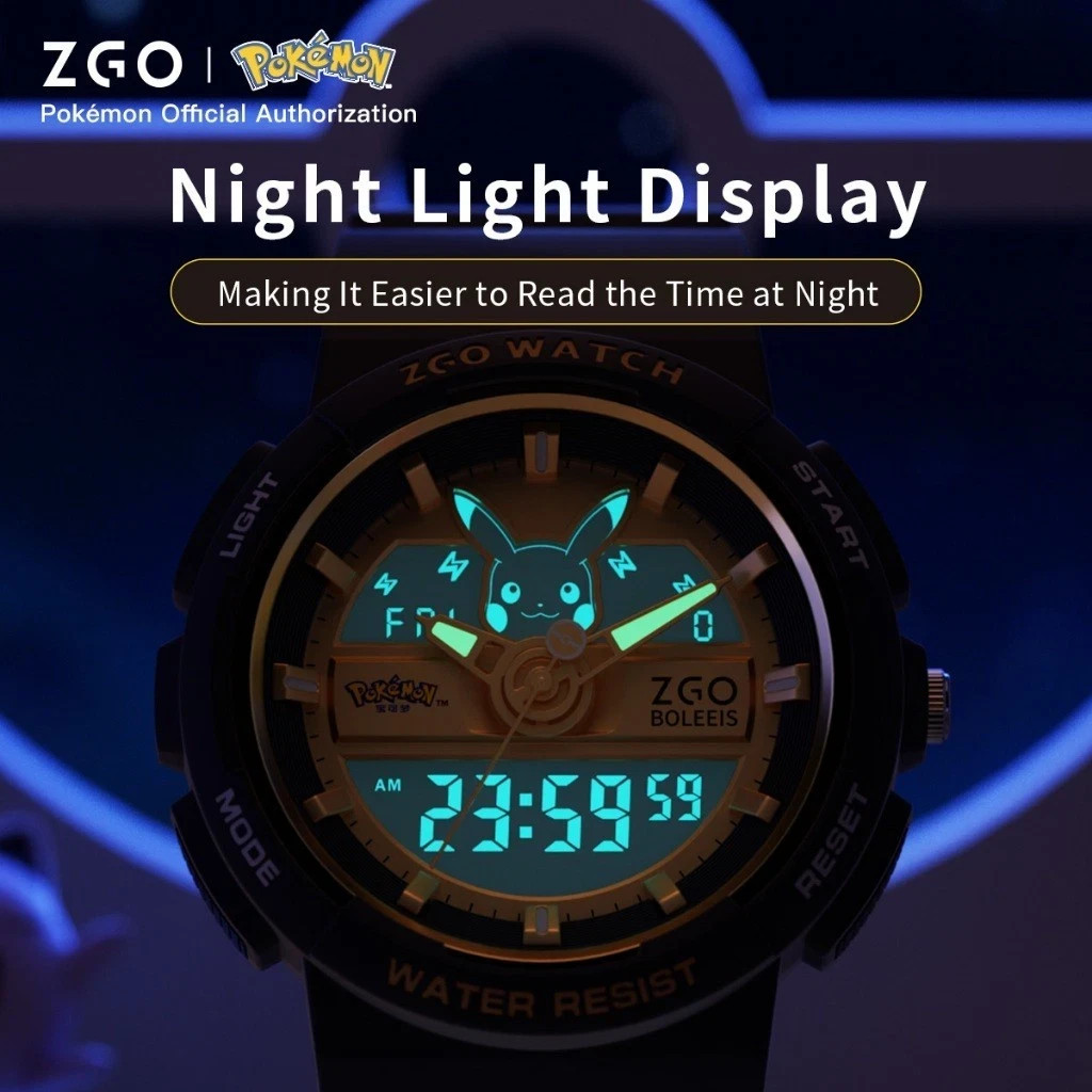 ZGO x Pokemon Pikachu Original Electronic Watch Waterproof Sports