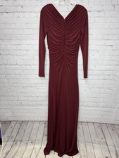 Halston Merlot Burgundy Jersey Tunnel Tie Cocktail Gown NWT Size 6