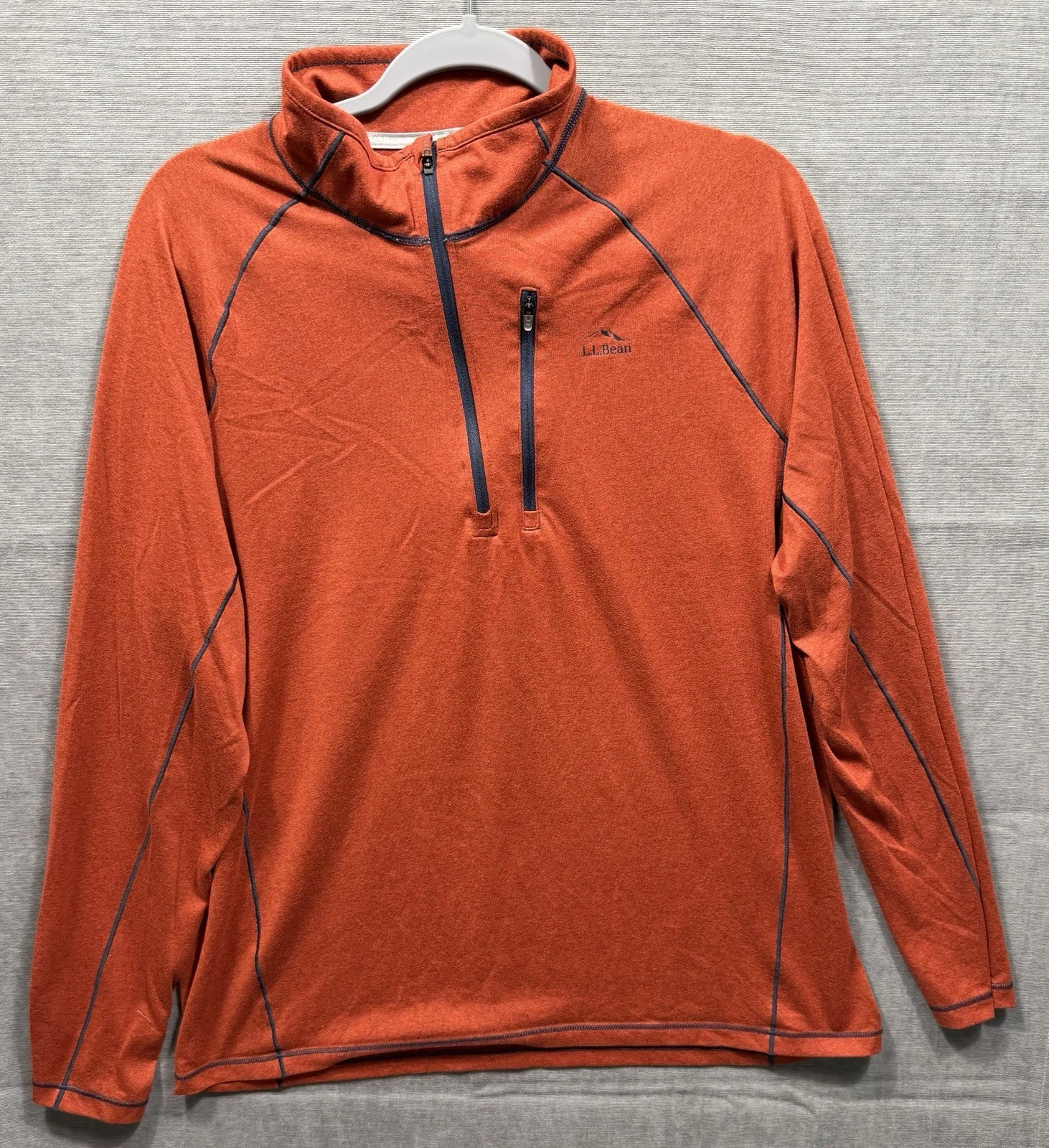 L.L. Bean Bean's Quick Dry Trail Tee 1/4-Zip Mens Large Red Lightweight Hiking