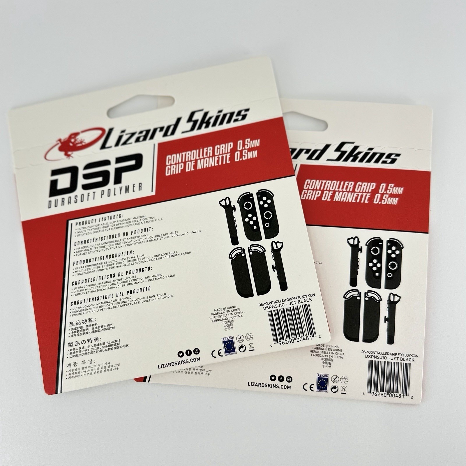 2 Pack Lizard Skins DSP Controller Grip Switch Joy-Con Black 0.5mm NEW