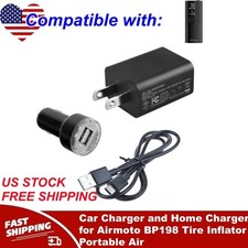 Car Charger and Home Charger for Airmoto BP198 Tire Inflator Portable Air