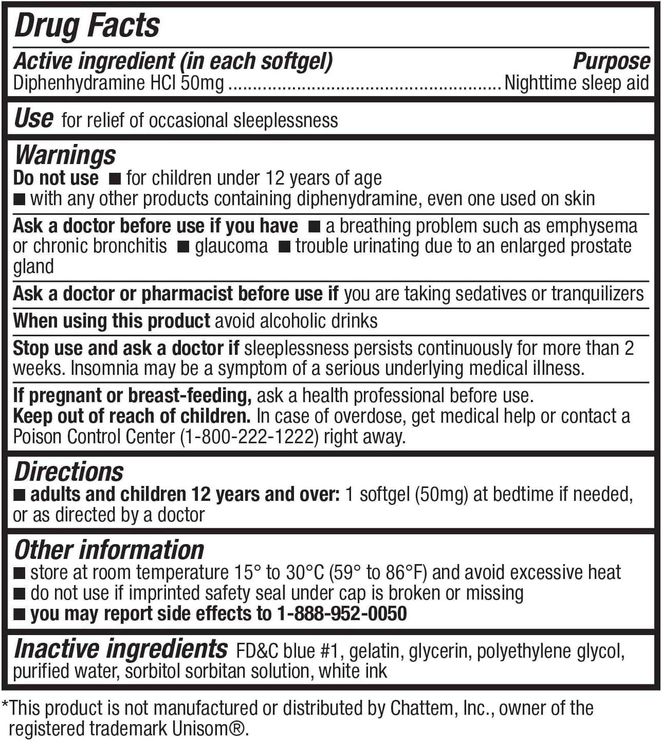 Sleep Aid, Diphenhydramine HCl 50mg, 250 Softgels, Supports Deeper Restful Sleep