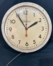 Vintage Telechron 1H912 Glass Face School Wall Clock Working Industrial Clock