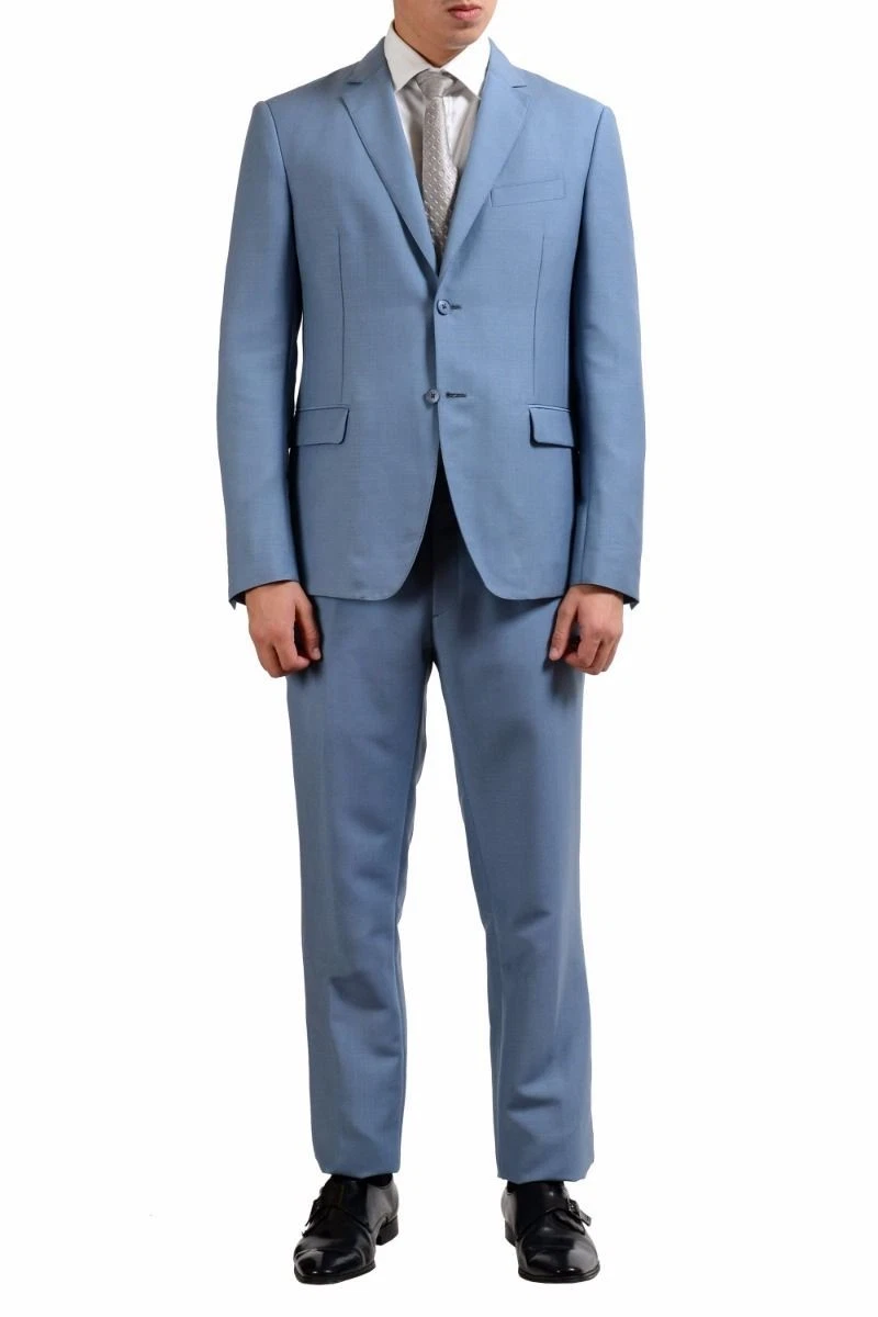 Ferragamo — Salvatore Ferragamo Men's Light Blue Wool Two Button Suit Size 44