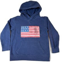 Vintage Polo Ralph Lauren American Flag Hoodie Sz Small 8 Kids Youth Navy Blue