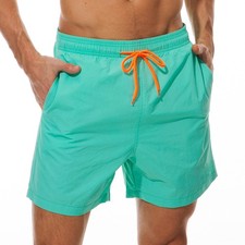Men's Swimming Surf Beach Shorts Mesh Liner US M, Green