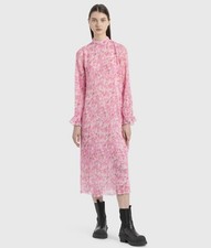GANNI Pleated Georgette Dress In Pink Size 34/ US 2/ UK 6