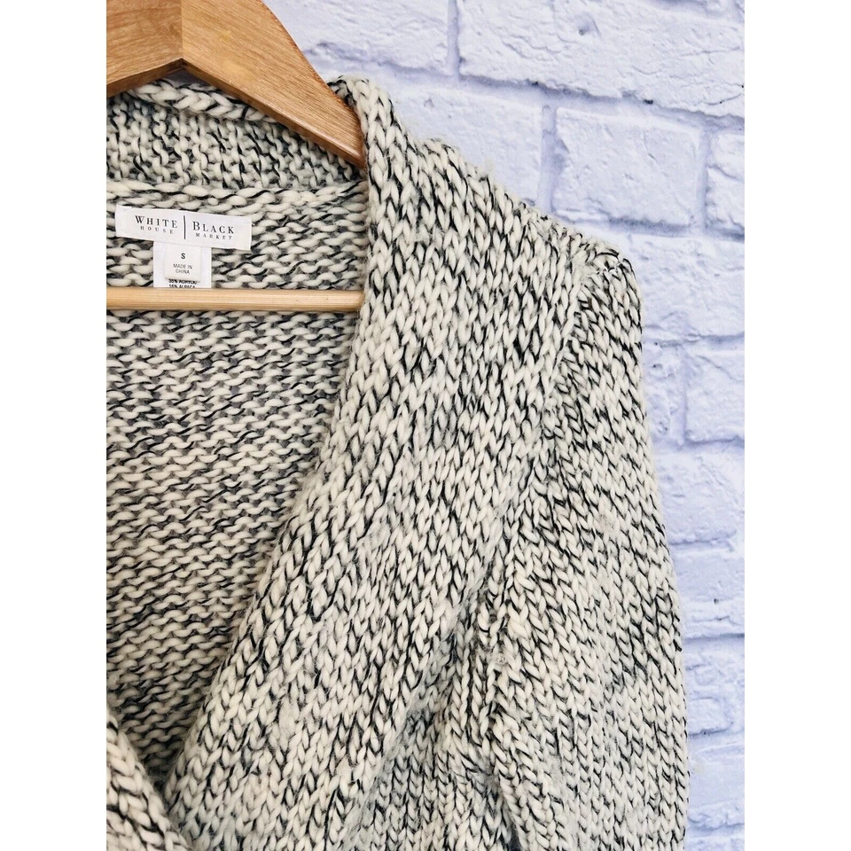 Cárdigan grueso envolvente frontal del mercado negro de la Casa Blanca talla XS mezcla de lana Foto 2 de 4