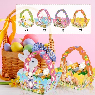 12 Stück Ostern Papierkörbe 4 Farben leer Süßigkeiten Plätzchen Boxen süß Party