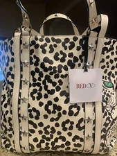 Red Valentino Lady’s Handbag Tote Purse Star Stud Animal Print