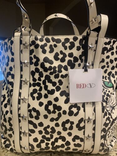 Red Valentino Lady’s Handbag Tote Star Stud Animal Print