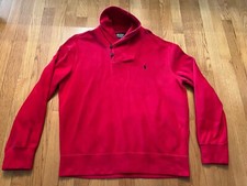 Polo Ralph Lauren Sweater Mock Neck Red Mens Size Large 2 Button Pullover