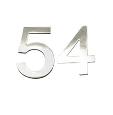 Stick-On House Numbers - No 54 - Stainless Steel - 10cm - Door, Fence, Gate