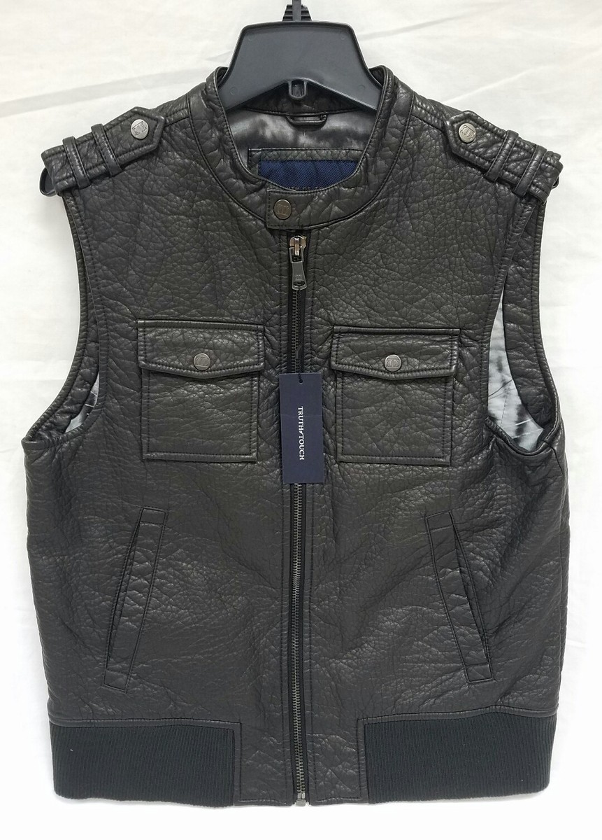 Truth of Touch Faux Leather Sleeveless Vest Jacket Size S Small