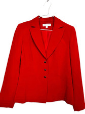 Dress barn classic lined red blazer size 6 made in Thailand 100 polyester - clas