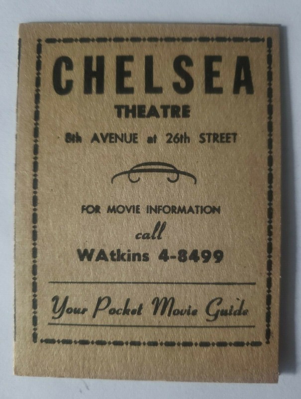 Chelsea / Elgin Theatre Pocket Movie Guide NYC History    Super Rare