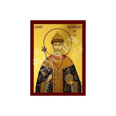 Saint Nicholas II icon, Handmade Greek Orthodox icon of St Nicholas the Tsar ico