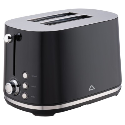 Designer Retro Doppelschlitz Toaster 1000W 6 Stufen Abnehm Brotaufsatz In Black