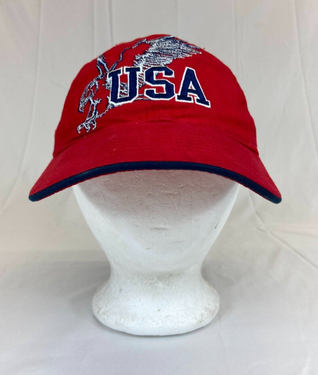USA Eagle Baseball Cap Strapback Hat Red Canvas E… - image 1