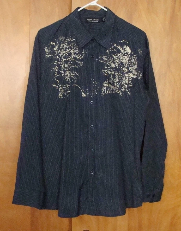 COLECCIÓN MONTAJE Vestido Camisa Informal Abotonada Azul A Rayas Talla L Largo Slv Foto 2 de 4