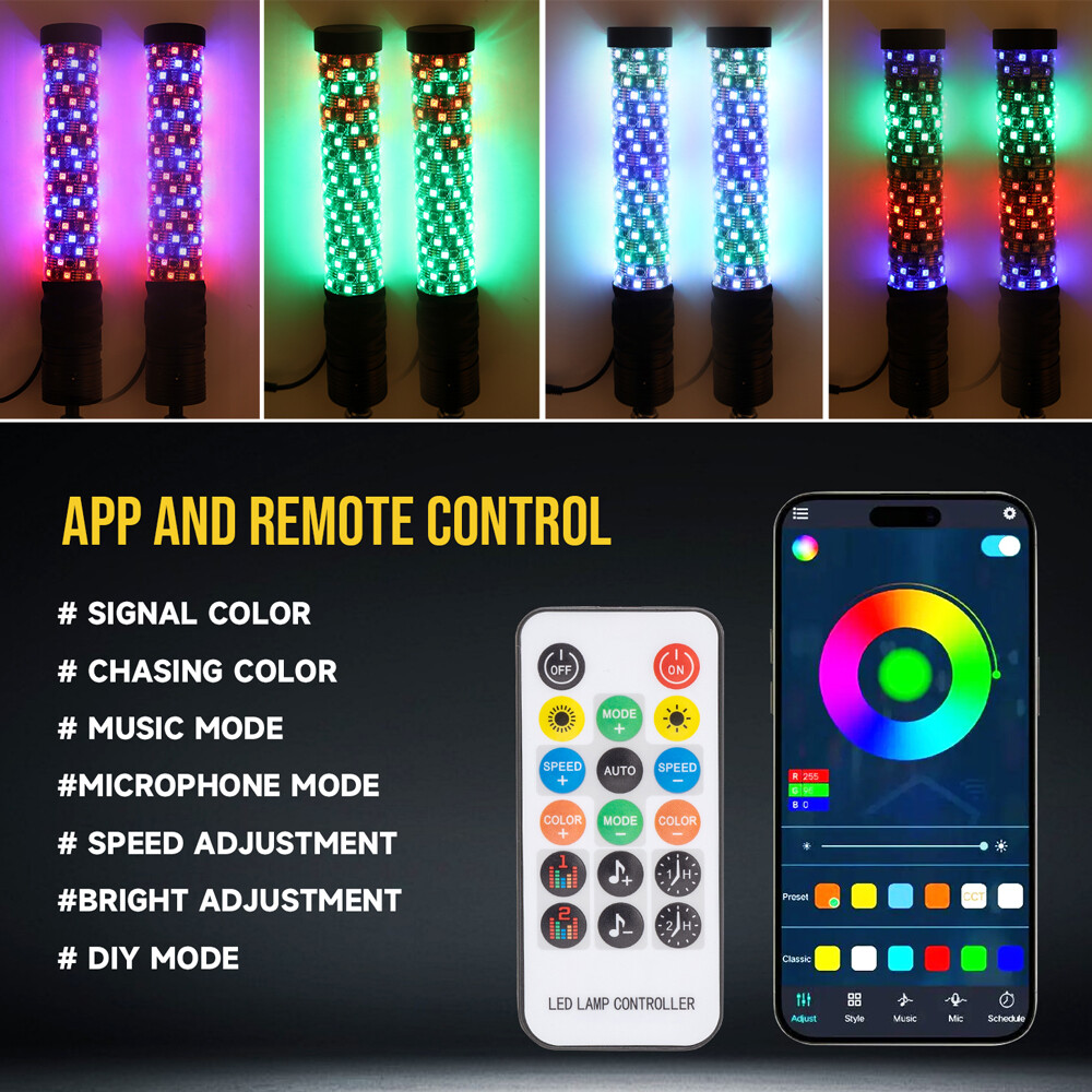 RPUNITHM CHUNITHM風 折りたたみ式 LEDスライダー For Can-am Outlander 570 XMR X3 2PCS 1FT LED Whip Lights RGB