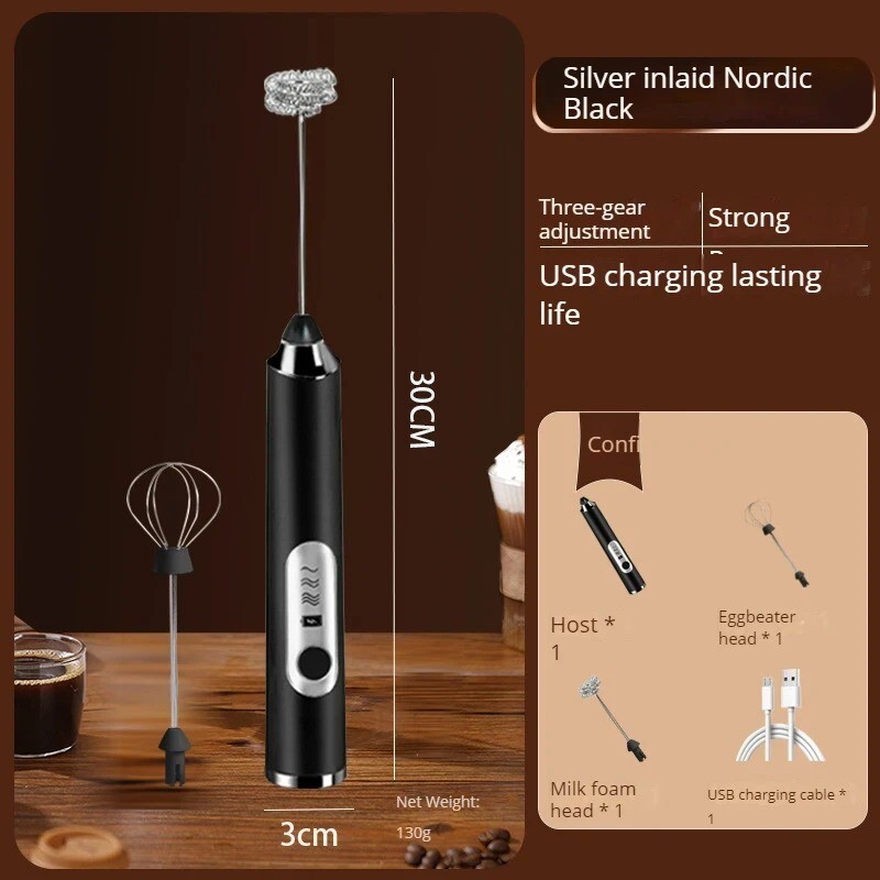 Handheld Double Stick Wireless Whisk Custard Foamer Mini Portable Blender Coffee