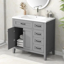 Modern 36" Bathroom Vanity w/Sink Combo Wood Bathroom Storage Cabine w/Drawers