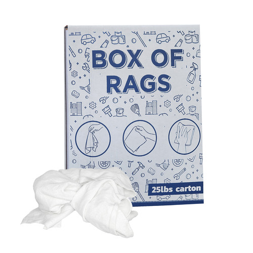 Recycled White Fleece Cleaning Rags - 25 lbs. Box - Multipurpose Cleaning Cloths