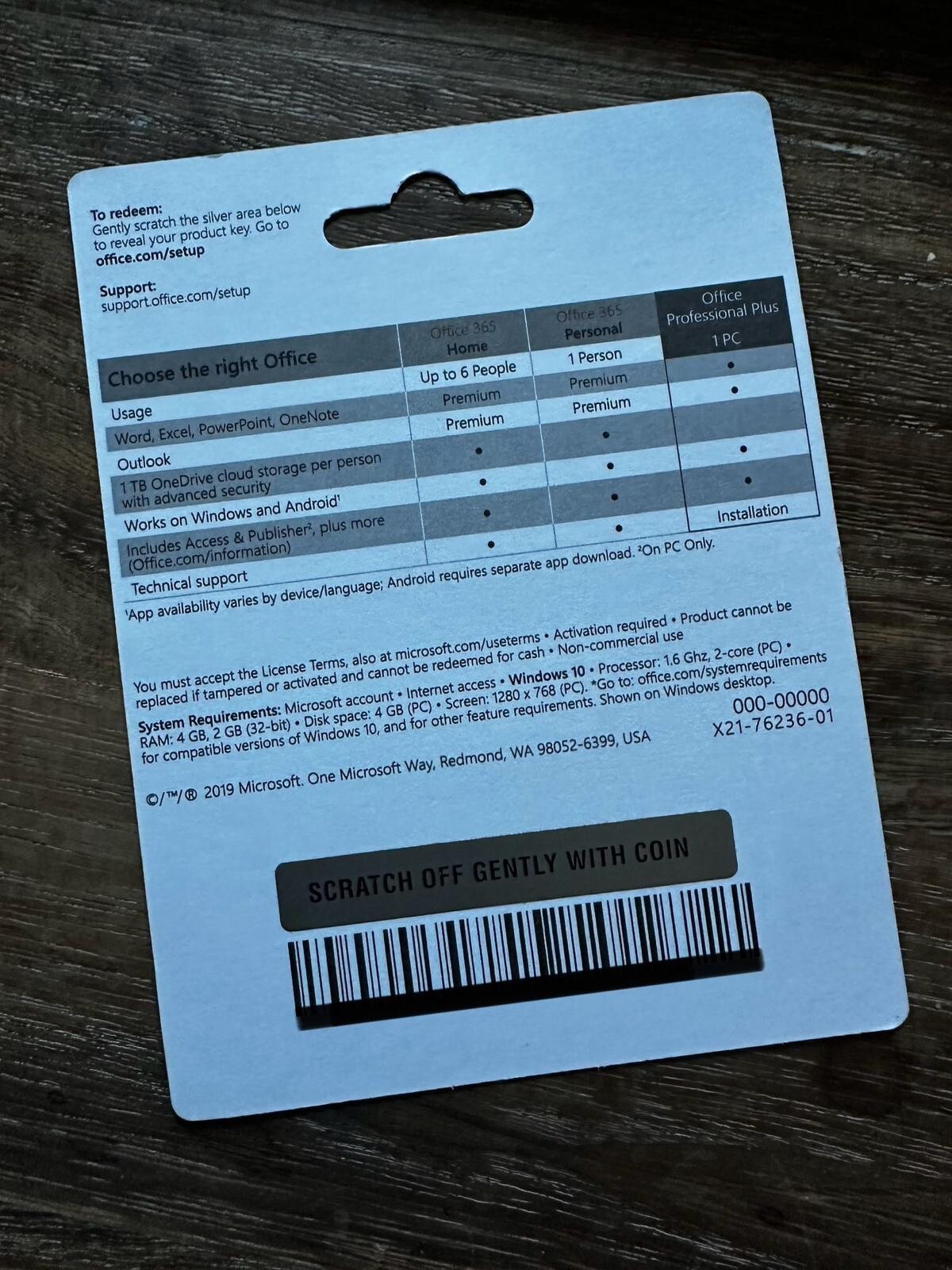 Microsoft Office Professional Plus 2019 Full Version License Sealed Retail Card