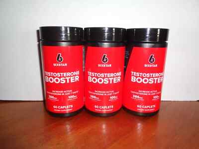 Six Star Testosterone Booster 180 Caplets 3 Month Supply 3-60 Ct Bottles 08/2028