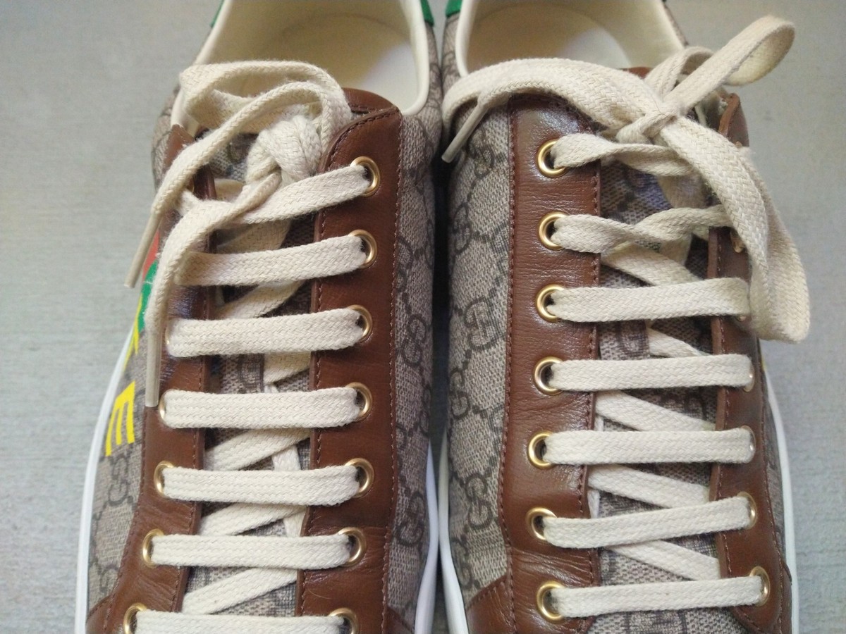 Gucci Ace Sneakers Men 10.5 Monogram Logo GG Leather Canvas Shoes