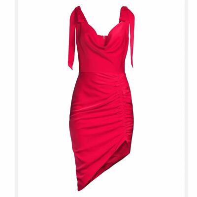 Lavish Alice Asymmetric Ruched Mini Dress Size US 2 Red | eBay
