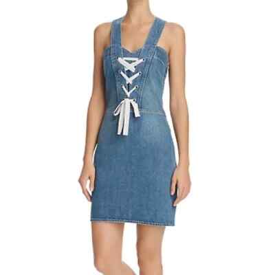 chinese dress ladies Stella Back Lace-Up Denim Mini Dress Medium main image 1