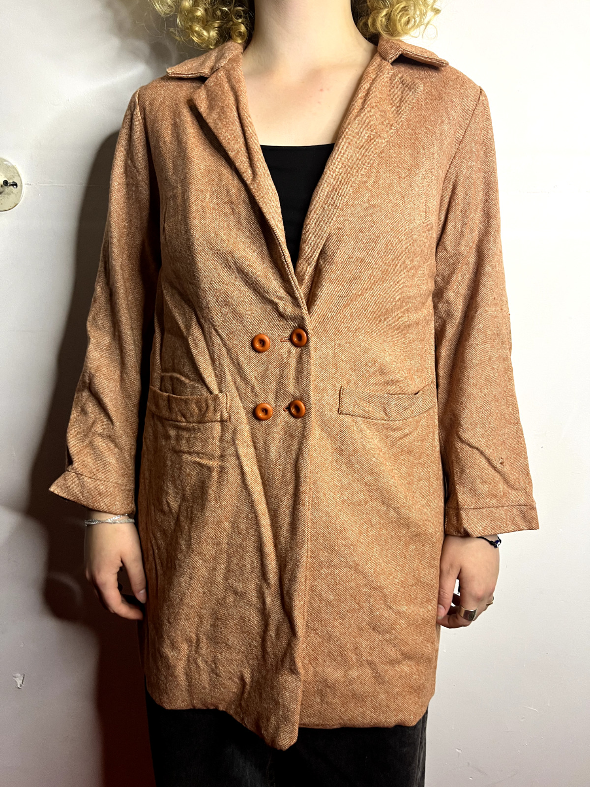 Vintage 1980s Burnt Orange Womens Duster Coat Cot… - image 3