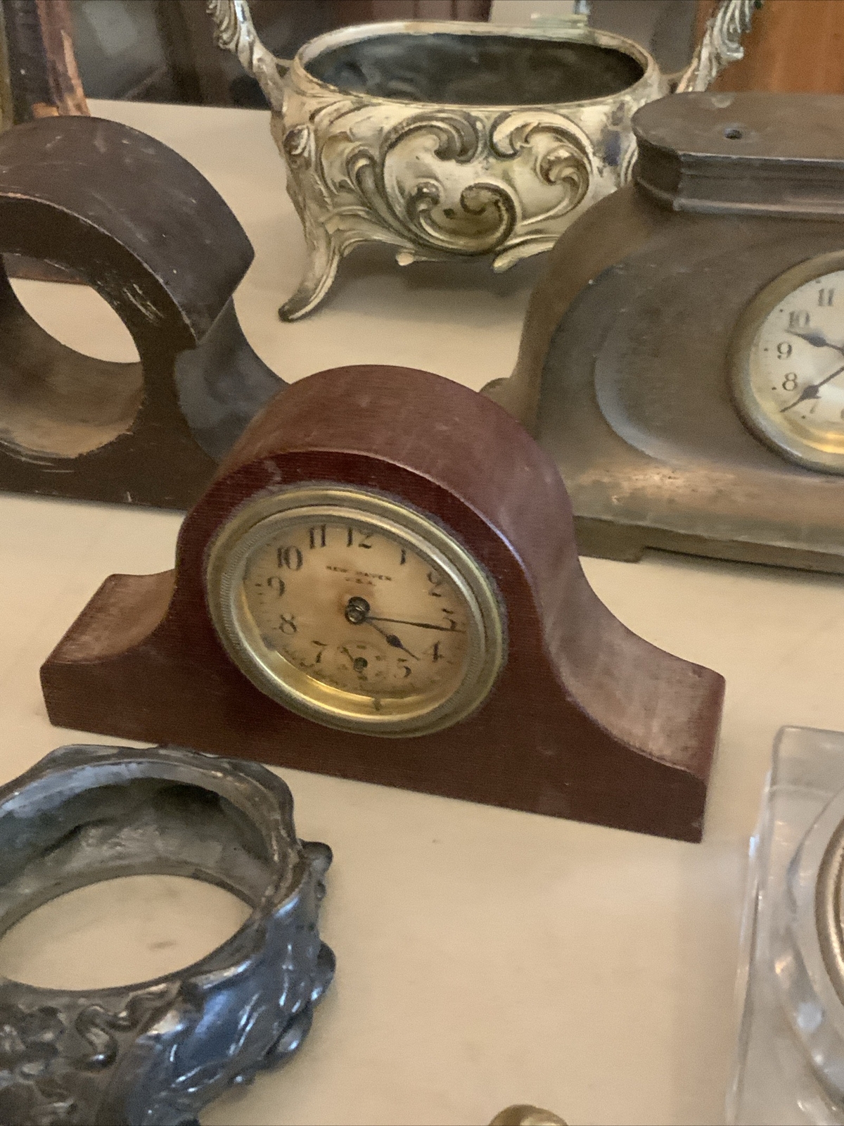 Huge Lot Of Vintage Antique Alarm Novelty Clock Parts Movements Case