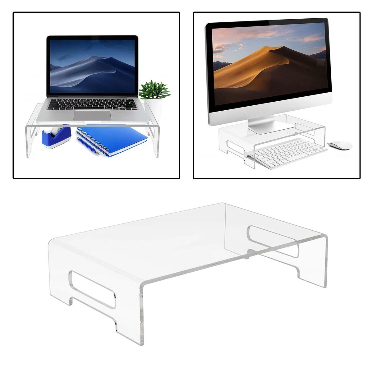 kokiya Acrylic Monitor Stand Clear Laptop Riser Computer Desktop