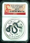 2013 P AUSTRALIA Lunar YEAR of SNAKE 1 oz pure Silver Coin NGC MS70 red label