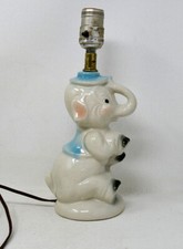 Vintage Ceramic Circus Elephant Table Lamp Cute Nursery Lamp Works