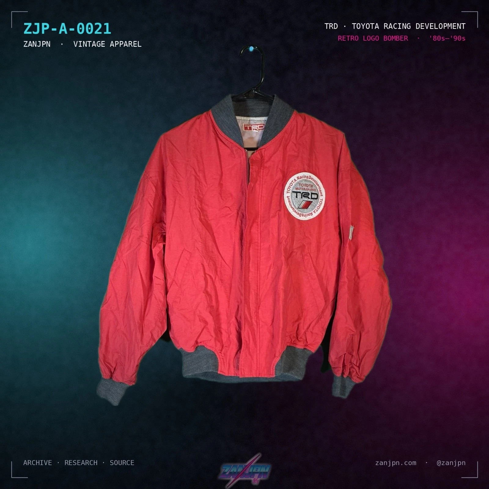 Vintage TRD Toyota Racing Development Red Nylon Bomber Jacket Men's XS JDM - product detail image 1