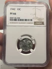 New Listing1942 Mercury Silver Dime - NGC PF66! Better Date Pr Proof! Good Eye Appeal***