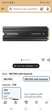 Samsung 980 Pro 2TB NVMe Internal SSD with Heatsink
