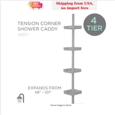 Bath Bliss 4 Tier Tension Corner Shower Organizer Caddy in Grey