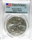 2020 $1 American Silver Eagle 1oz Fine PCGS MS70 First Day