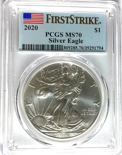 2020 $1 American Silver Eagle 1oz Fine PCGS MS70 First Day