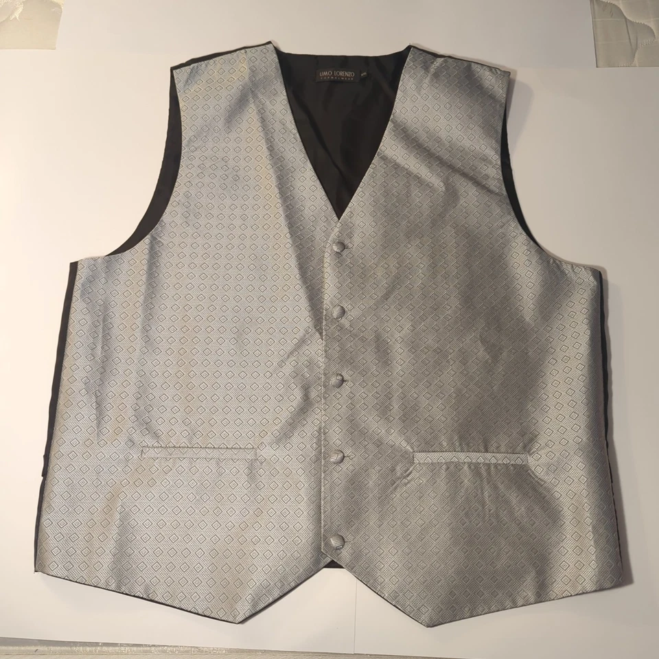 UMO LORENZO Vest Mens XXL formal wear silver gray front black satiny back - Image 2 of 4