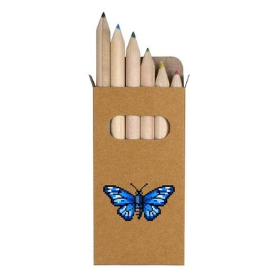 6 x 'Blue Pixel Art Butterfly' Short Colour Pencils (PE00088588)
