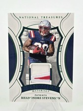 NE Patriots 2024 Panini National Treasures Rhamondre Stevenson Patch /5 Emerald 