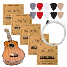 Nylon Ukulele Strings Kit 5 Sets Strings, 10 Pieces Ukelele Felt Picks