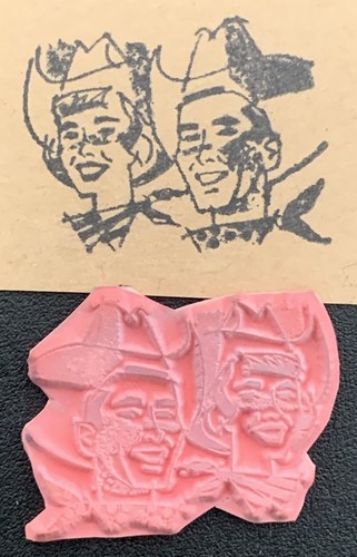 Rubber Stamp Retro Cowboy And Cowgirl Unmounted