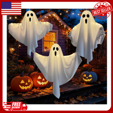 3 Pack 22.5 Light Up Hanging Ghosts Halloween Party Outdoor Indoor Decor